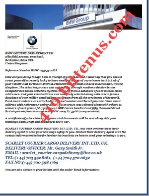 BMW LOTTERY DEPARTMENT UKCONTACT COURIER